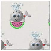 Niedlicher Wal und Wassermelone Stoff (Nahaufnahme)