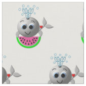 Niedlicher Wal und Wassermelone Stoff (Nahaufnahme)