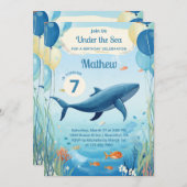 Niedlicher Wal unter dem Meer Geburtstag Einladung (Vorne/Hinten)