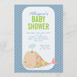 Niedlicher Wal unter dem Sea Baby Shower Party Ein Einladung