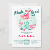 Niedlicher Wal unter der Wasserfarbendusche Einladung (Vorderseite)