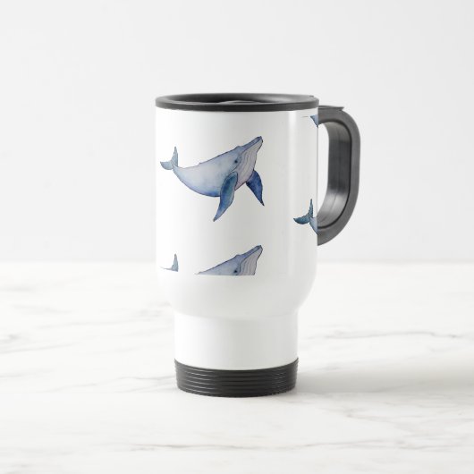 Niedlicher Wal Wasserfarbe Wiederverwendbare Kaffe Reisebecher (VorderseiteRechts)