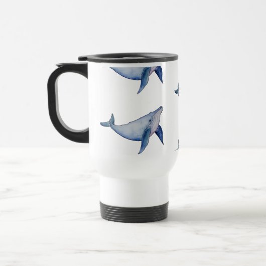 Niedlicher Wal Wasserfarbe Wiederverwendbare Kaffe Reisebecher (Links)