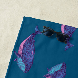 Niedlicher Wal Zeichnend Muster in Ocean Blue Strandtuch