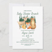 Niedlicher Wald Friends Babydusche Brunch Einladung (Vorderseite)