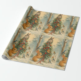 Niedlicher Wald-Hasen-Weihnachten festlicher Winte Geschenkpapier