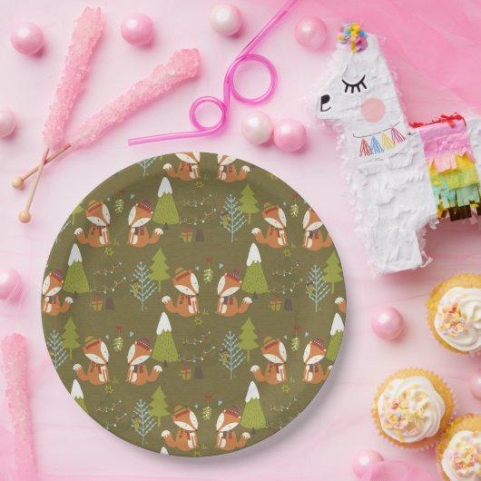 Niedlicher Wald Pappteller (Party)