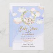 Niedlicher Wald Rabbit Blue Sky | Babydusche Einladung (Vorne/Hinten)