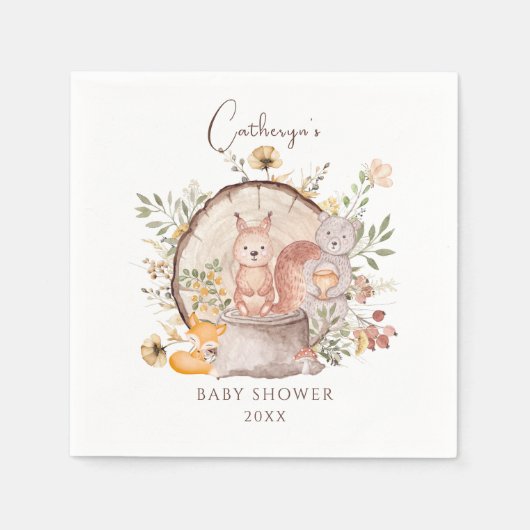 Niedlicher Wald Tierfreunde Kinderdusche Serviette (Vorderseite)