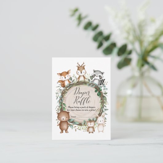 Niedlicher Wald Waldland tierische Pflanzen Windel Begleitkarte (Stehend Vorderseite)