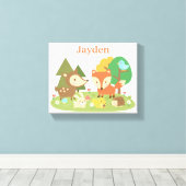 Niedlicher Wald Waldland Tierkinder Wand Décor Leinwanddruck (Insitu (Holzboden))