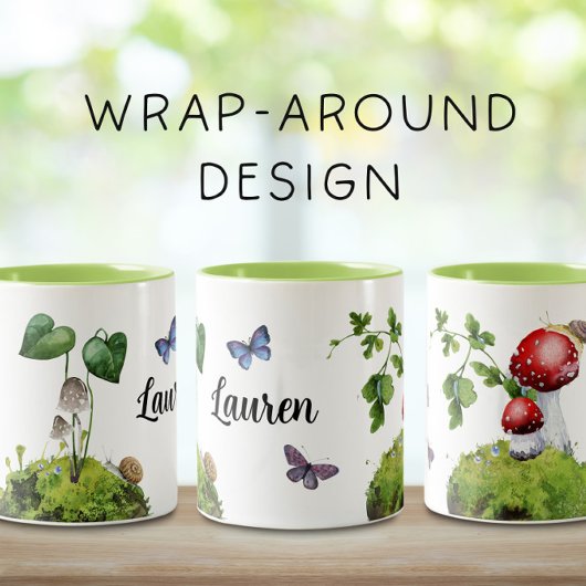 Niedlicher Wald-Wrap-Around-Pilz Zweifarbige Tasse