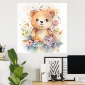 Niedlicher Waldbaby Bär Pints Kinderzimmer Art Poster (Heimbüro)