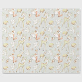 Niedlicher Waldbaby-Tier-Rotwild-Häschenfox-Igel Geschenkpapier (Flach)