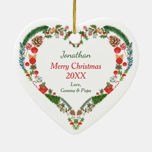 Niedlicher Waldbär Herzlich Willkommen im Holiday Keramik Ornament (Hinten)