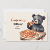 Niedlicher Waldbär Pizza Geburtstagsparty Einladung (Rückseite)