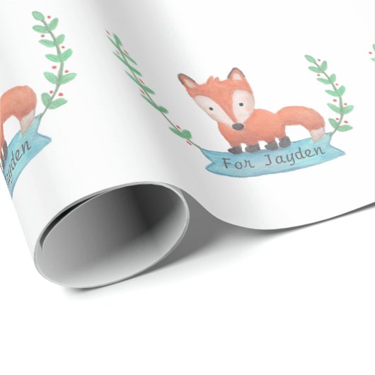 Niedlicher WaldFox scherzt personalisiertes Geschenkpapier (Rolleneckpunkt)