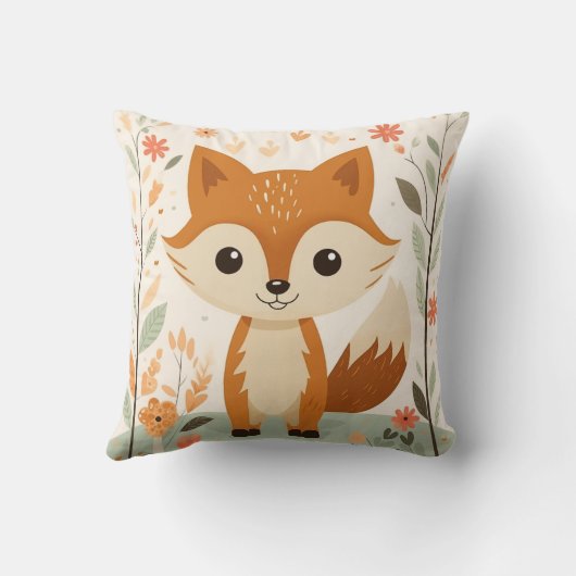 Niedlicher Waldfuchs, Gender Neutral Kinderzimmer Kissen (Rückseite)