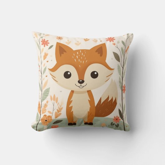 Niedlicher Waldfuchs, Gender Neutral Kinderzimmer Kissen (Vorderseite)