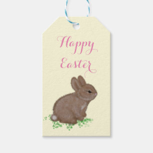 Niedlicher Waldhase in Kleeblatt zum Frohen Ostern Geschenkanhänger