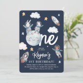 Niedlicher Waldtierraum 1. Geburtstag Einladung (Stehend Vorderseite)