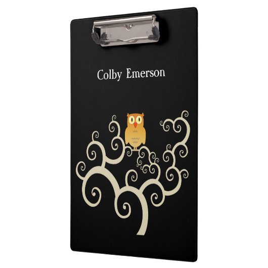 Niedlicher Waldweiden Orange Wulstbaum auf Schwarz Klemmbrett (Links)