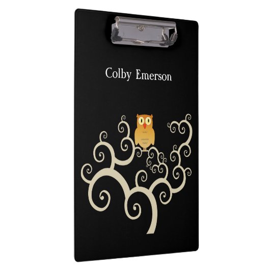 Niedlicher Waldweiden Orange Wulstbaum auf Schwarz Klemmbrett (Rechts)