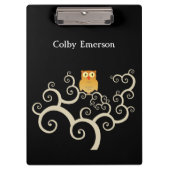 Niedlicher Waldweiden Orange Wulstbaum auf Schwarz Klemmbrett (Vorderseite)