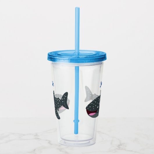 Niedlicher Walhai-Happy Cartoon-Abbildung Acryltrinkbecher (Rechts)