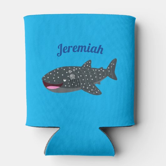 Niedlicher Walhai-Happy Cartoon-Abbildung Dosenkühler (Rückseite)