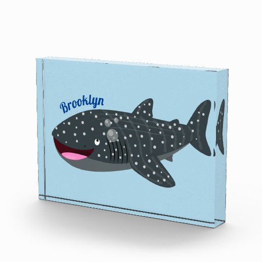 Niedlicher Walhai-Happy Cartoon-Abbildung Fotoblock (Rechts)