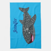 Niedlicher Walhai-Happy Cartoon-Abbildung Geschirrtuch (Vertikal)