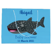 Niedlicher Walhai-Happy Cartoon-Abbildung Große Geschenktüte (Rückseite)