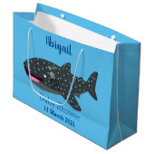 Niedlicher Walhai-Happy Cartoon-Abbildung Große Geschenktüte (Vorderseite Schrägansicht)