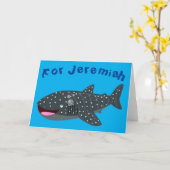 Niedlicher Walhai-Happy Cartoon-Abbildung Karte (Gelbe Blume)