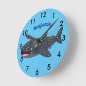 Niedlicher Walhai-Happy Cartoon-Abbildung Runde Wanduhr (Winkel)