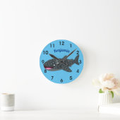 Niedlicher Walhai-Happy Cartoon-Abbildung Runde Wanduhr (Zuhause)