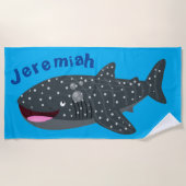 Niedlicher Walhai-Happy Cartoon-Abbildung Strandtuch (Vorderseite)