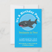 Niedlicher Walhai Happy Cartoon Illustration invit Einladung (Vorderseite)