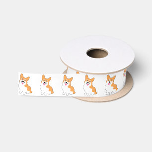 Niedlicher WaliserPembrokecorgi-Welpe Satinband