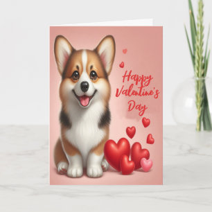 Niedlicher walisischer Corgi Hund Happy Valentinst Feiertagskarte
