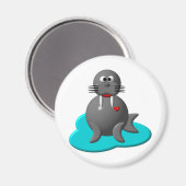 Niedlicher Walrus im Wasser Magnet (Vorderseite/Rückseite)