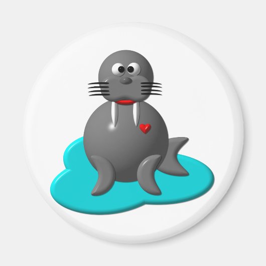Niedlicher Walrus im Wasser Magnet (Vorne)