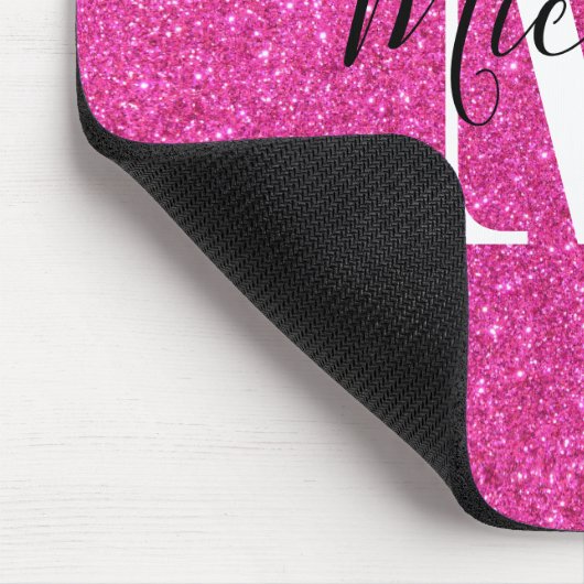Niedlicher Warm-Rosa-Glitzer-Monogramm-Maus-Pad Mousepad (Ecke)