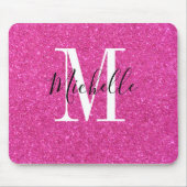 Niedlicher Warm-Rosa-Glitzer-Monogramm-Maus-Pad Mousepad (Vorne)