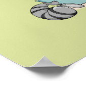 Niedlicher Waschbär beim Lesen eines grünen Bücher Poster (Ecke)