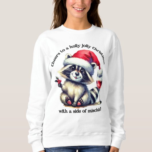Niedlicher Waschbär in Weihnachtsmannmütze! Sweatshirt (Vorderseite)