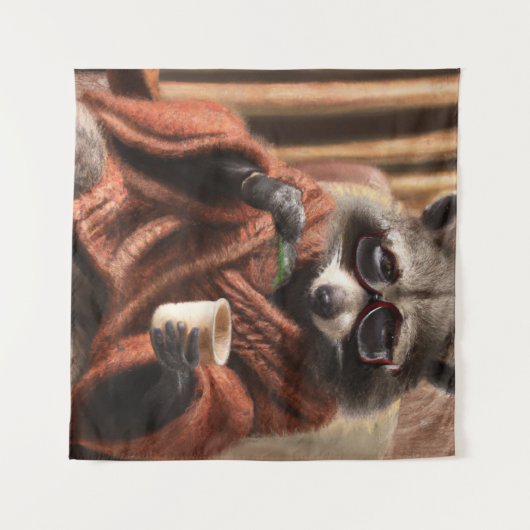 Niedlicher Waschbär mit Brille in einem Tricotafel Wandteppich (Vorderseite (Horizontal))