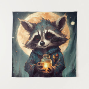 Niedlicher Waschbär mit einem Zaubertrank Wandteppich