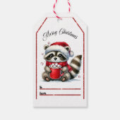 Niedlicher Waschbär mit Kakao und Weihnachten! Geschenkanhänger (Rückseite)